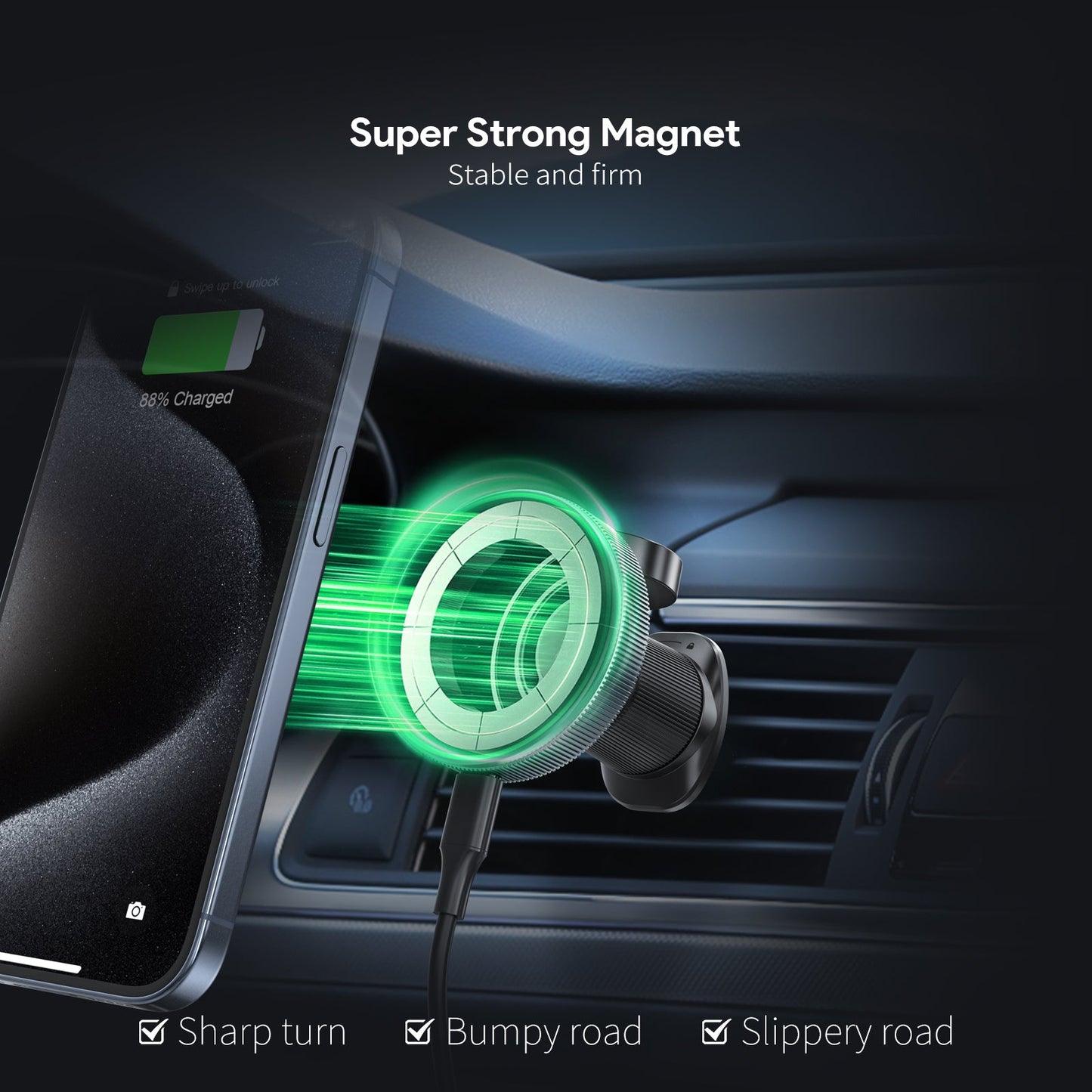 ESOULK 15W 2-in-1 magnetic wireless car charger and air vent mount – package contents