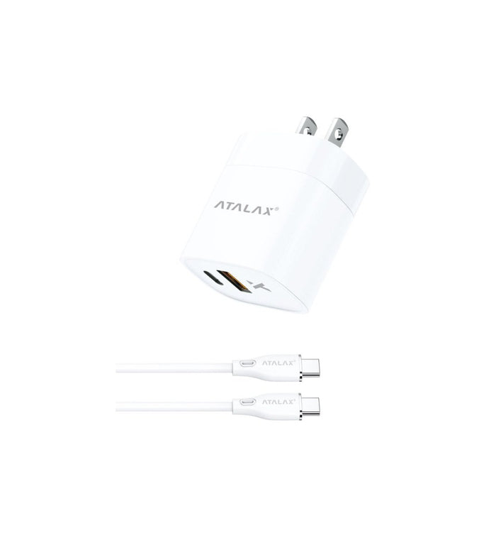 Atalax SurgeMax X10 30W Wall Charger with 5ft USB-C Cable, White