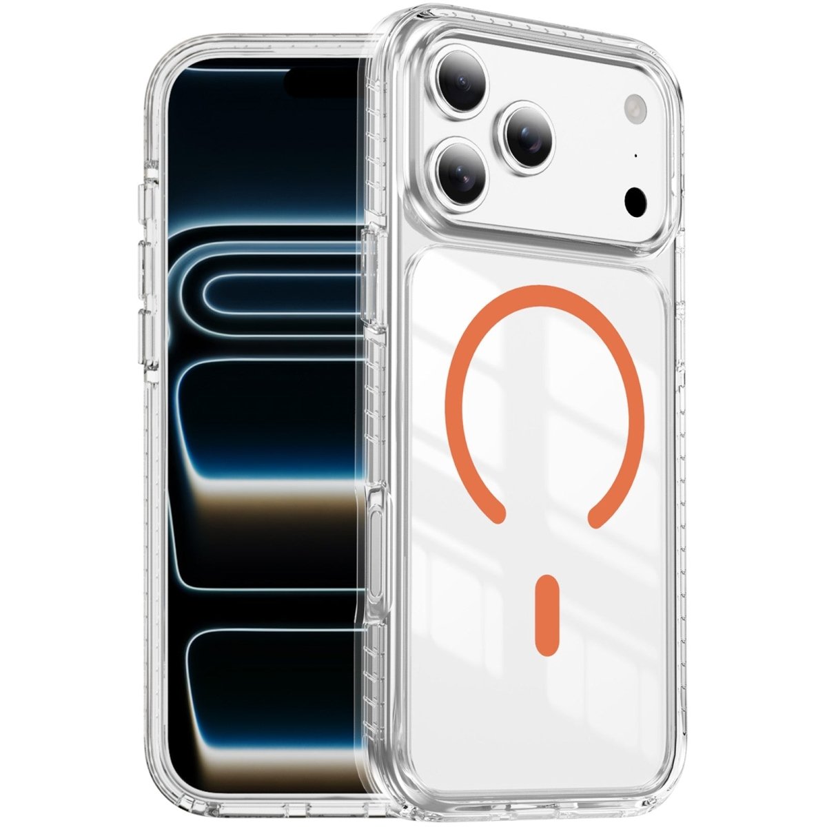 Crystal Clear MagSafe Case with Color Ring - Orange for iPhone 17 Pro / 18 Pro Phone Case - Pro iPhone Repair