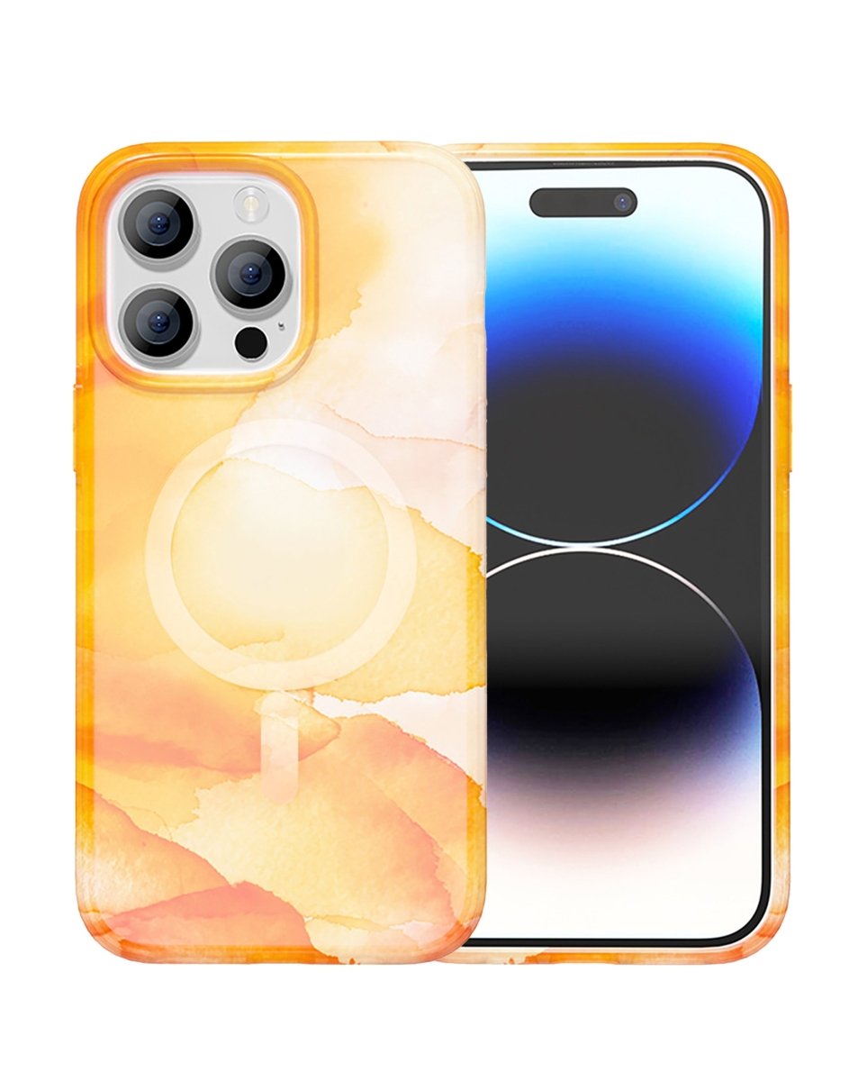 Full Ink Painting Wireless Charging Case - Orange for iPhone 15 Pro Phone Case - Pro iPhone Repair