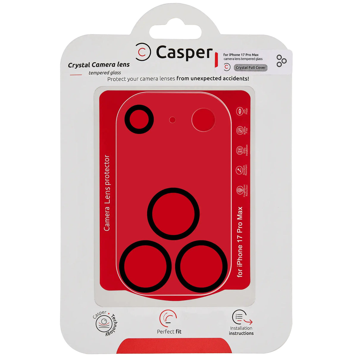 iPhone 17 Pro Max (Crystal Full Cover) Casper Camera Lens Protector – retail package