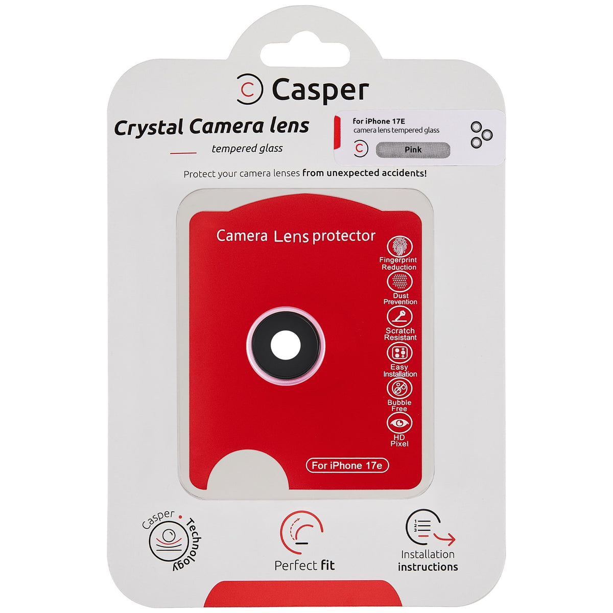 iPhone 17e (Pink) Casper Camera Lens Protector – retail package