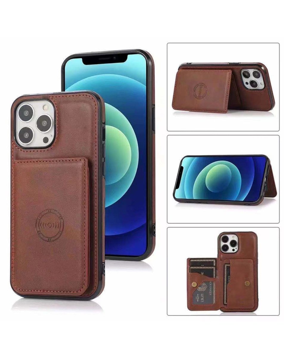 Leather Pocket Wallet Case - Brown for iPhone 15 Pro Max Phone Case - Pro iPhone Repair