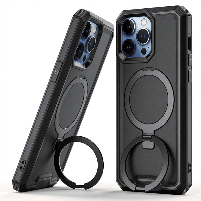 Military Grade Rugged Case with MagSafe Ring Kickstand - Black for iPhone 15 Pro