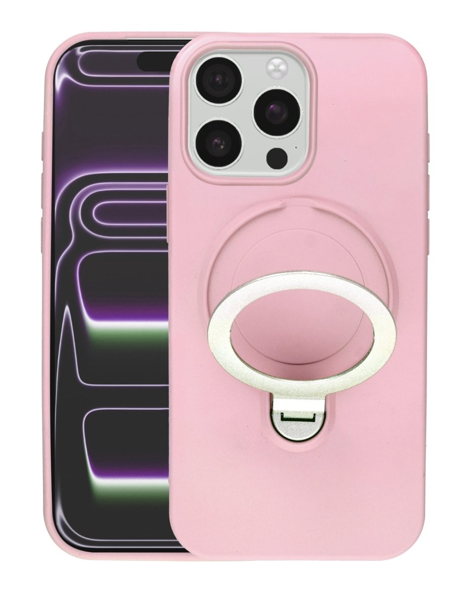Pastel Shield Carbon Fiber Magnetic Kickstand Case (Pink) for iPhone 15 Pro Max Phone Case - Pro iPhone Repair