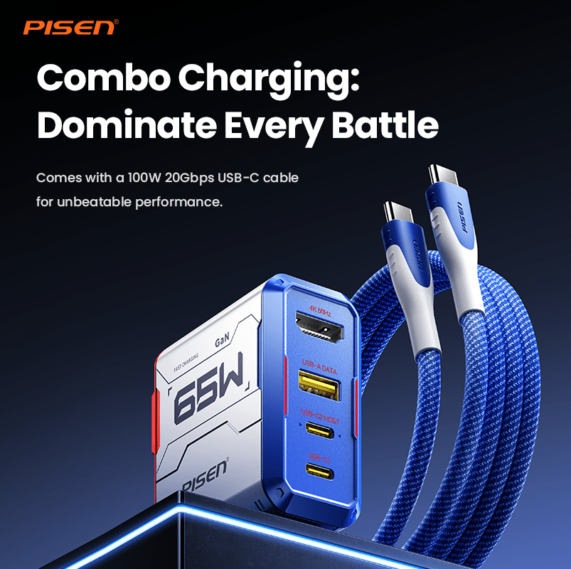 PISEN Gamer Utility 65W 4-Port GaNHub Fast Charger – USB-C Desktop Charging Station (TP-C31) - Pro iPhone Repair