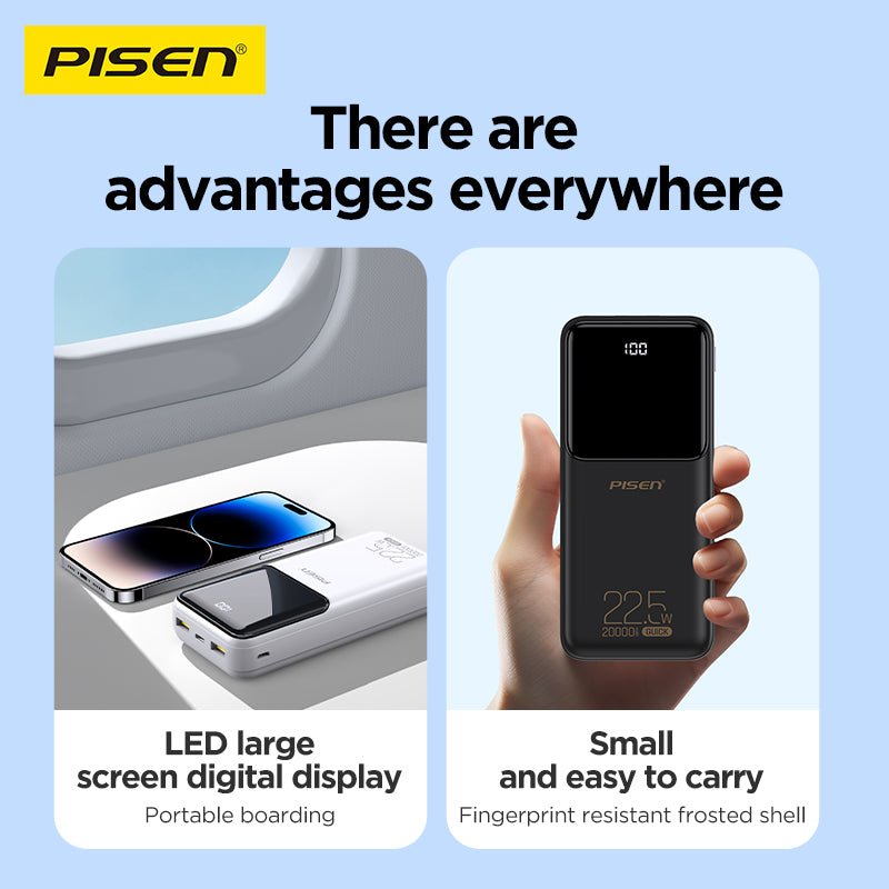 PISEN Semi-Mirror 22.5W Power Bank 20000mAh – High-Capacity Fast Portable Charger (TP-D039) - Pro iPhone Repair