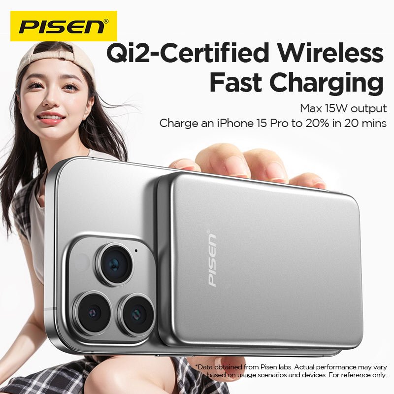 PISEN SleekVolt 20W Wireless Power Bank 5000mAh – Slim MagSafe Portable Charger (TP-D147) - Pro iPhone Repair
