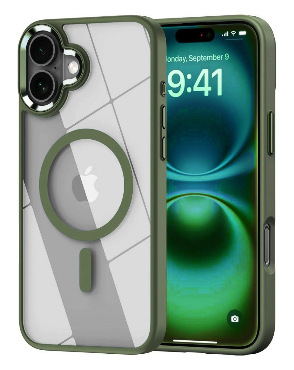 Shiny Magnetic Clear Case - Green for iPhone 17 Phone Case - Pro iPhone Repair