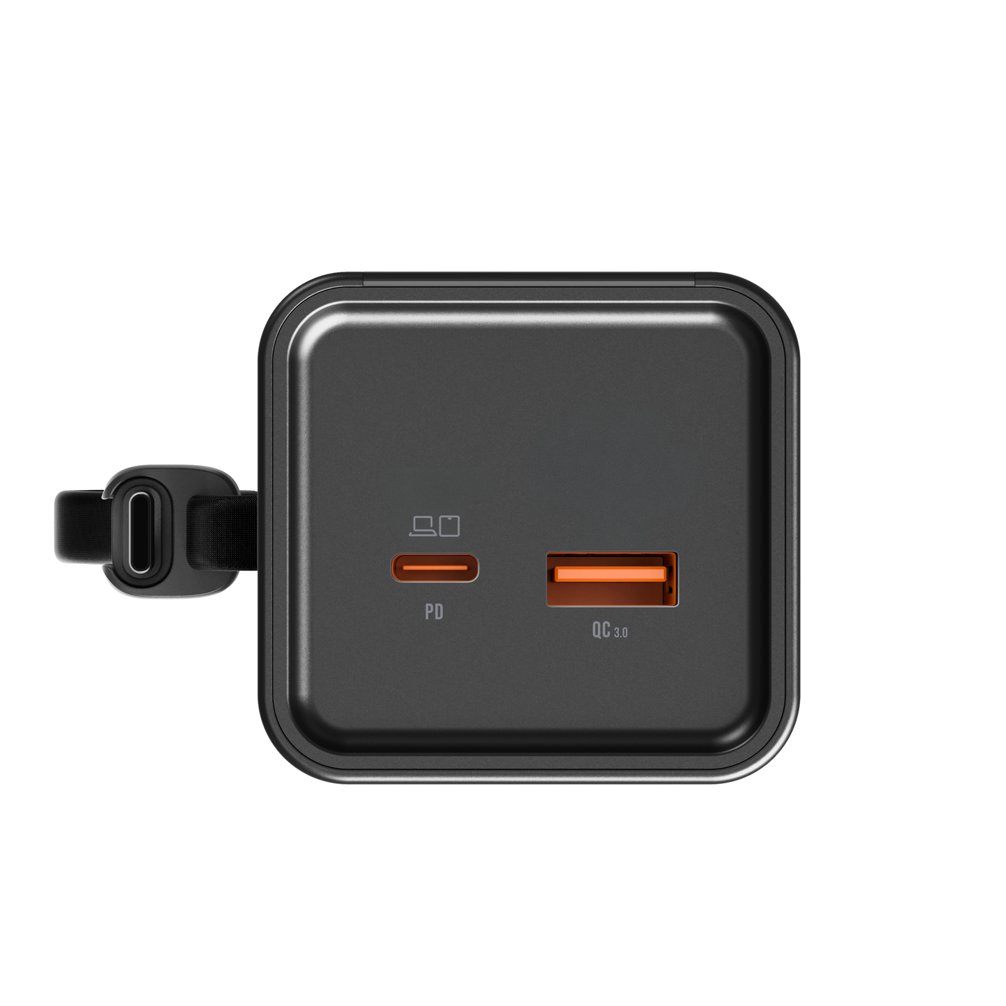 Top-down view of the ReelPro 200W power bank showing the USB-C PD and USB-A QuickCharge ports