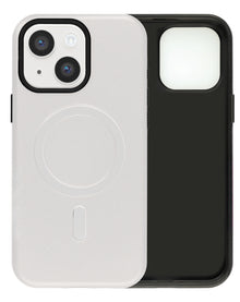 White soft-touch matte MagSafe case for iPhone 13 / 14, back and inside view