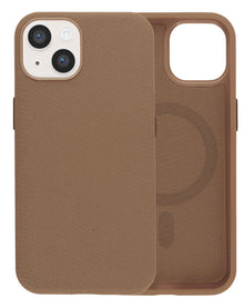 Brown textured armor MagSafe case for iPhone 13 / 14, back and inside view