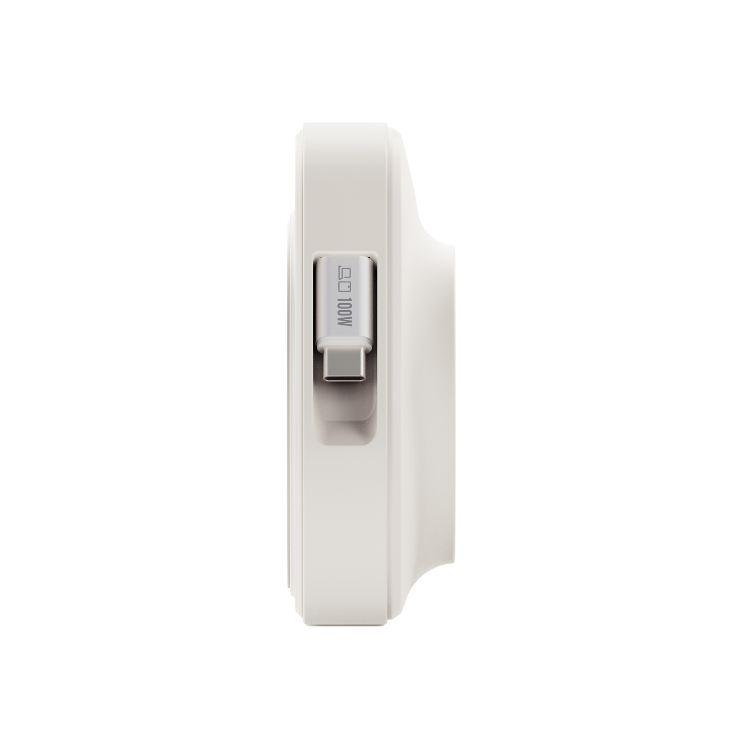 Side profile of the white ReelCharge 100W power station