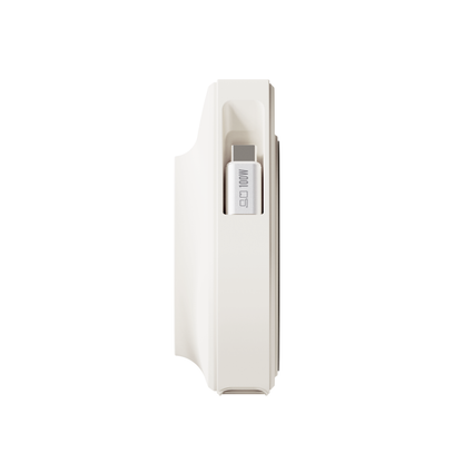 Side view of the white ReelCharge 100W power station with the USB-C cable head extended