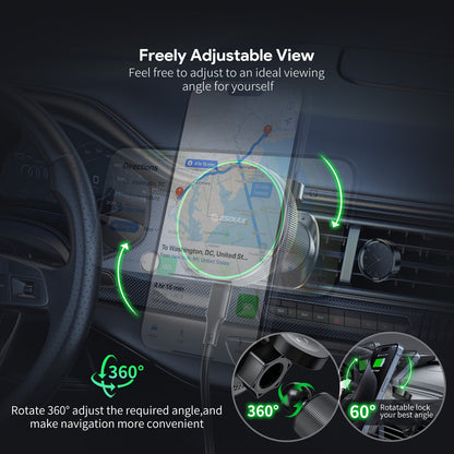 ESOULK 15W 2-in-1 magnetic wireless car charger and air vent mount – close-up