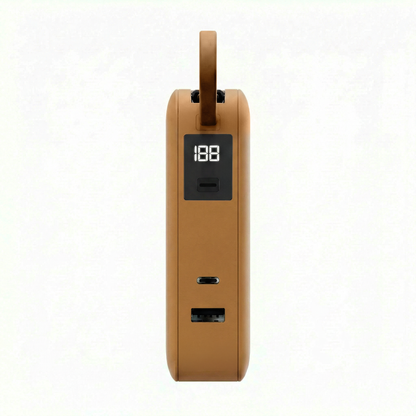 ReelCharge Flex 65W power bank in Orange with LED display and dual output ports