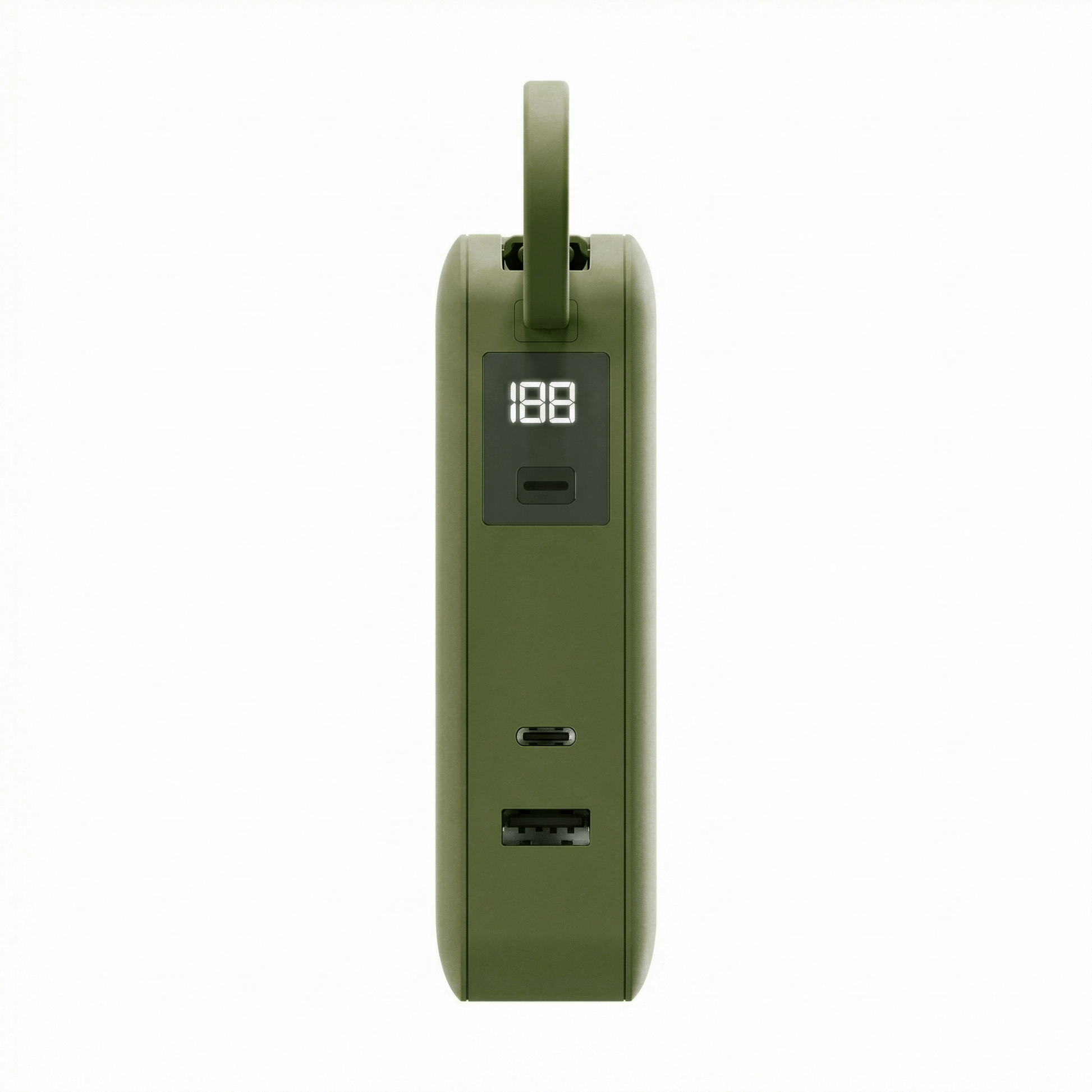 Side view of the Green Flex 65W power bank showing the LED display and charging ports