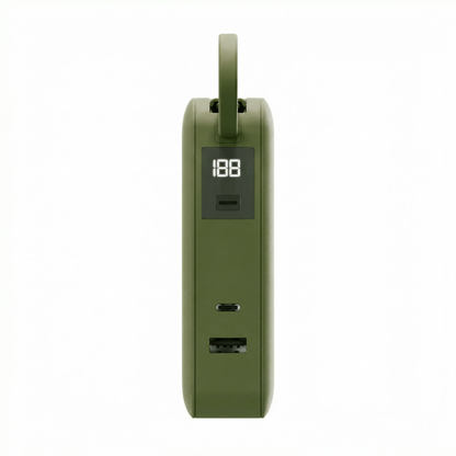Side view of the Green Flex 65W power bank showing the LED display and charging ports