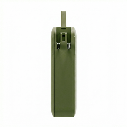 Rear view of the Green ReelCharge Flex 65W power bank with folding wall prongs