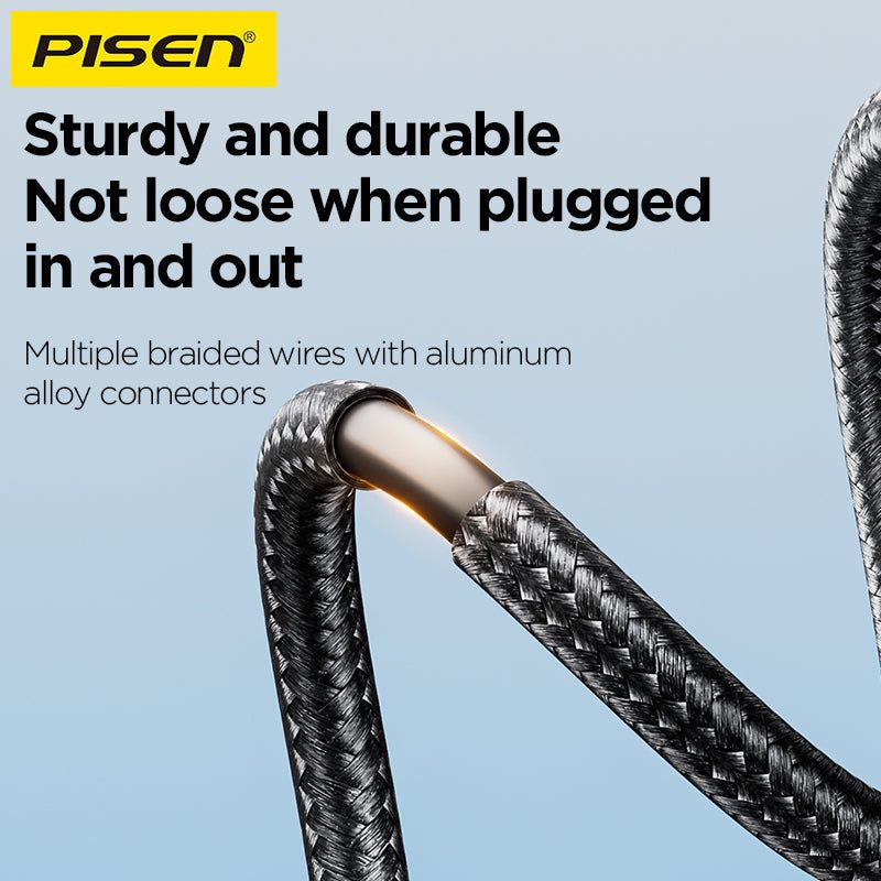 3-in-1 Braided Charging Cable 1.2m PISEN Lightning, USB-C & Micro Fast-Charge Cable (AP-FC15-1200) - Pro iPhone Repair