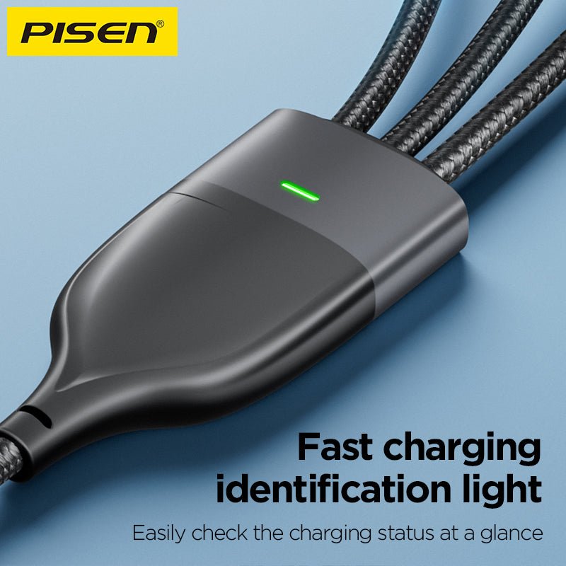3-in-1 Braided Charging Cable 1.2m PISEN Lightning, USB-C & Micro Fast-Charge Cable (AP-FC15-1200) - Pro iPhone Repair