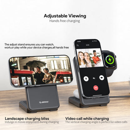 ESOULK 3-in-1 foldable magnetic wireless charging station – close-up