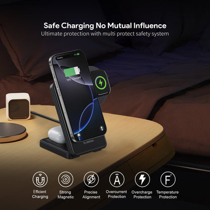 ESOULK 3-in-1 foldable magnetic wireless charging station – feature overview