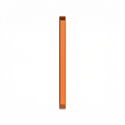 Thin side profile of the orange ReelSafe 5,000 mAh aluminum power bank