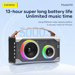 FONENG M2 Bluetooth Speaker 5000mAh battery graphic showing up to 13 hours of playtime - Pro iPhone Repair