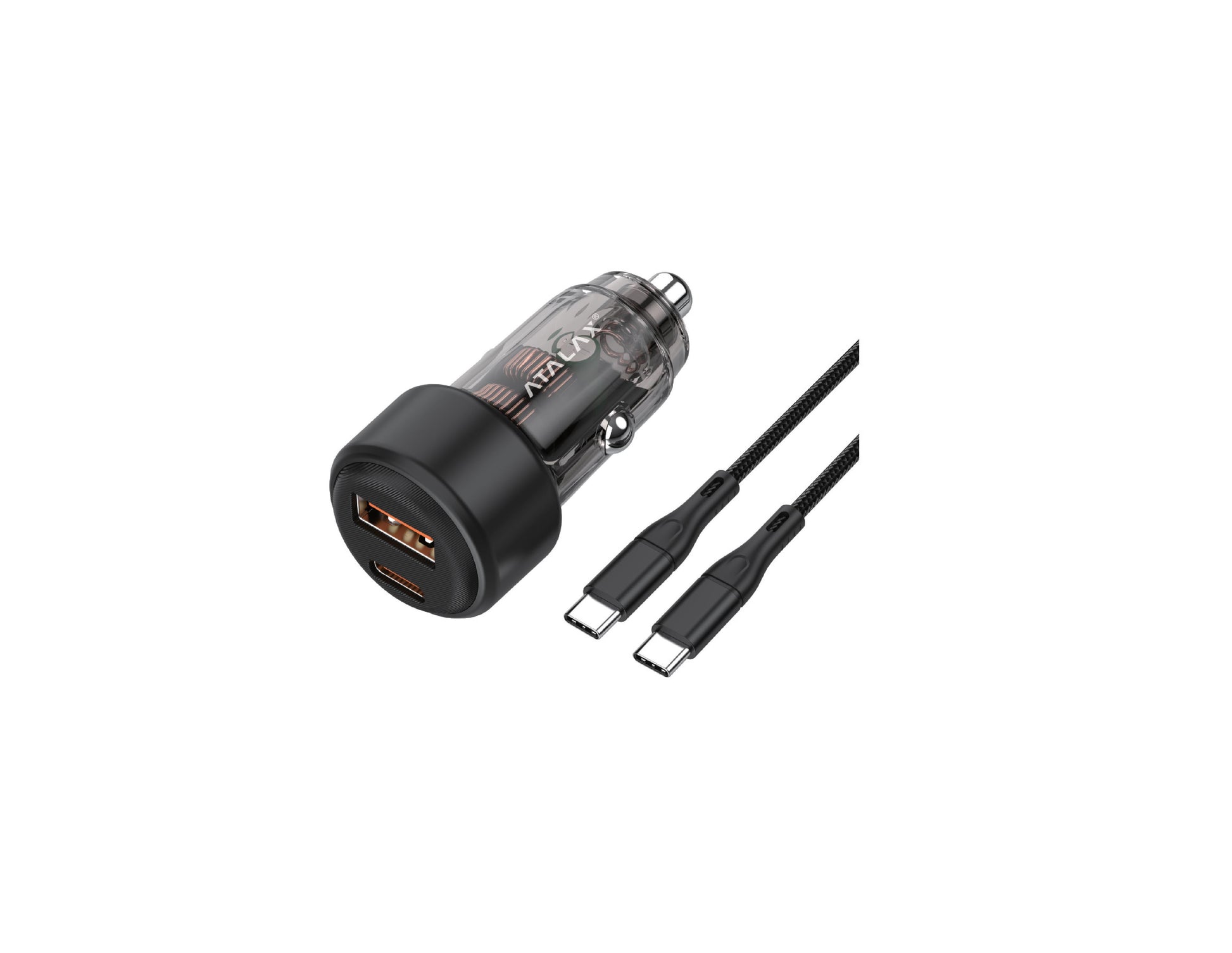 Atalax SurgeMax C9 65W Car Charger with 3ft USB-C Cable, Black