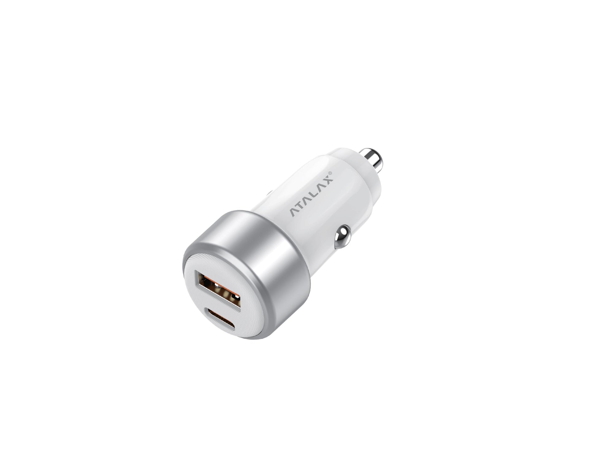 Atalax SurgeMax C10 65W Car Charger – USB-C + USB-A, White