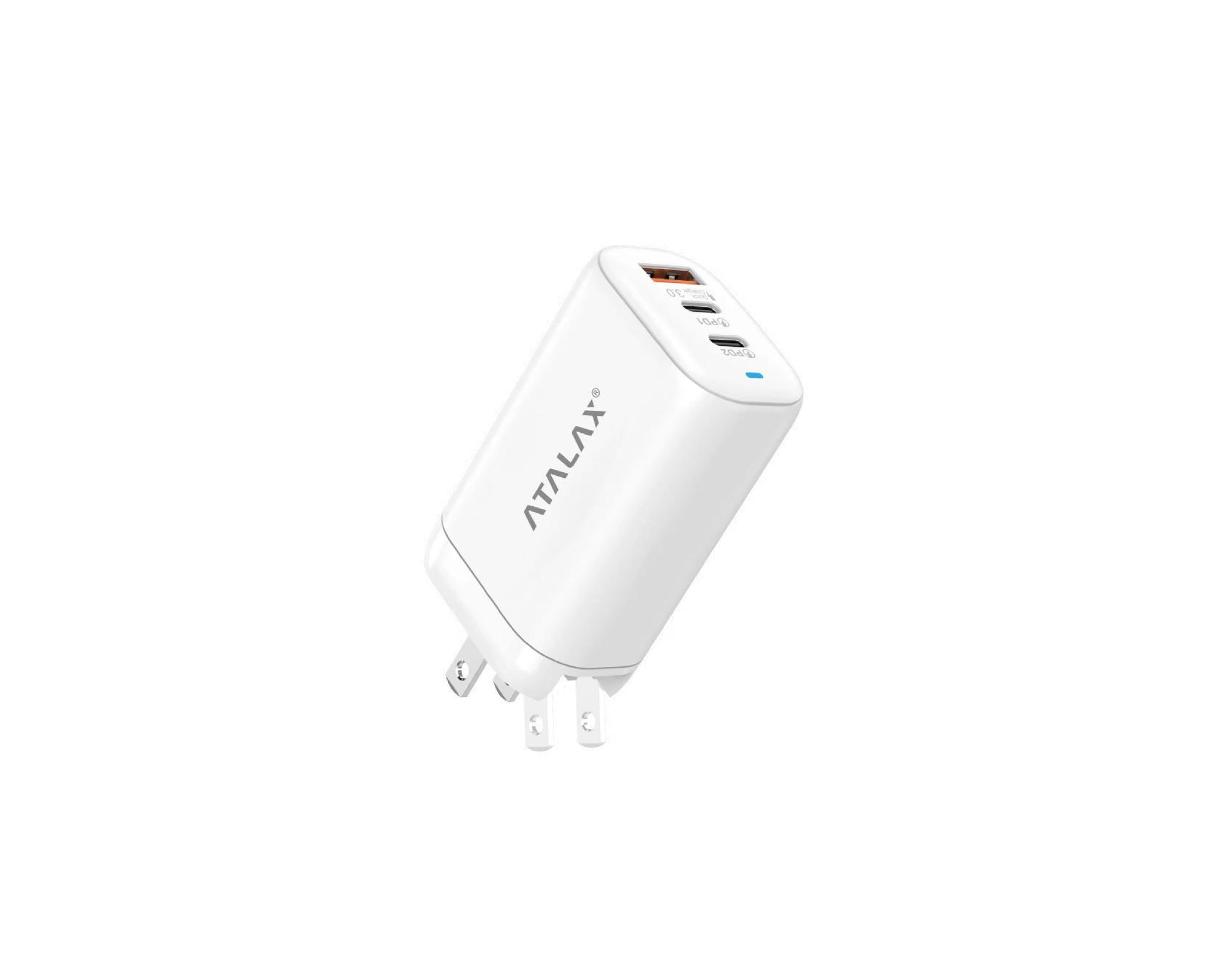 Atalax SurgeMax X13 45W 3-Port Wall Charger – Dual USB-C + USB-A, White
