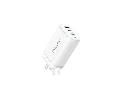 Atalax SurgeMax X13 45W 3-Port Wall Charger – Dual USB-C + USB-A, White