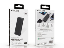 Mello Slate 10,000 mAh Slim Power Bank – USB-C + Dual USB-A, Black