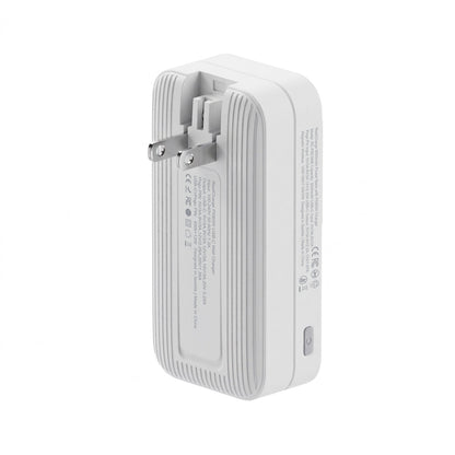 Rear view of the white ReelCharge Fusion 2-in-1 charger with folding wall prongs