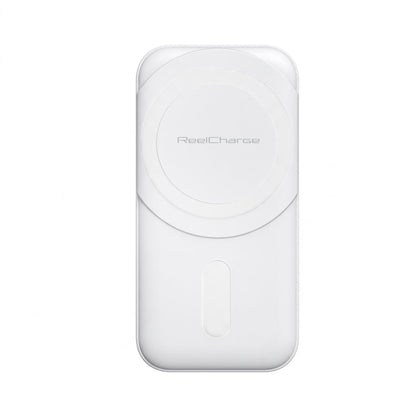 White ReelCharge Fusion power bank showing the magnetic wireless charging pad