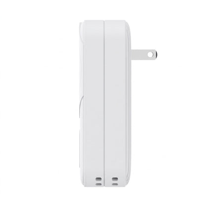 Side profile of the white ReelCharge Fusion 2-in-1 power bank and wall charger