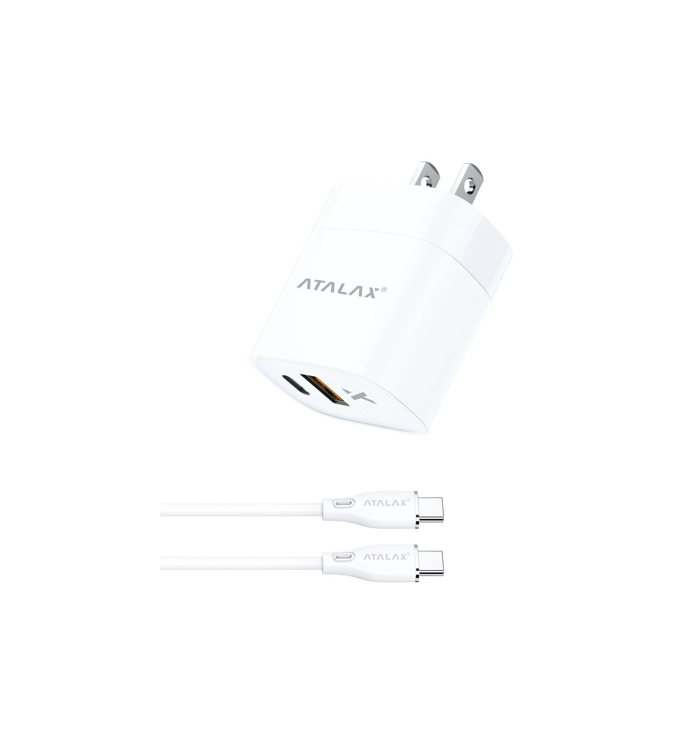 Atalax SurgeMax X10 30W Wall Charger with 5ft USB-C Cable, White
