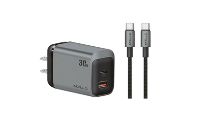 Mello SurgeMax X16 30W Wall Charger with 4ft USB-C Cable, White