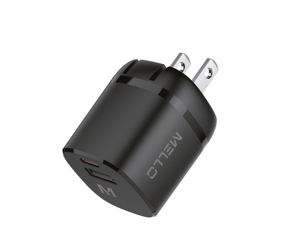 Mello SurgeMax X17 30W Wall Charger – USB-C + USB-A, Foldable Plug