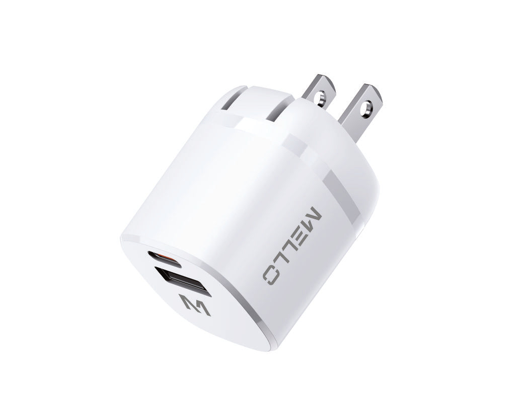 Mello SurgeMax X17 30W Wall Charger – USB-C + USB-A, Foldable Plug