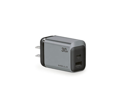 Mello SurgeMax X20 30W Dual-Port Wall Charger – USB-C + USB-A, Slim