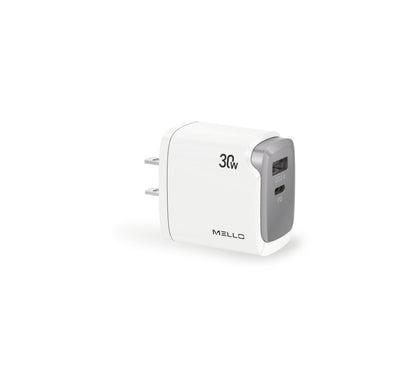 Mello SurgeMax X21 30W Wall Charger – USB-C + USB-A Travel Charger