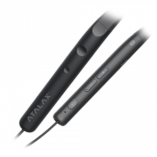 Atalax Dynamic Pro+ neckband Bluetooth earbuds, close-up of the earbud