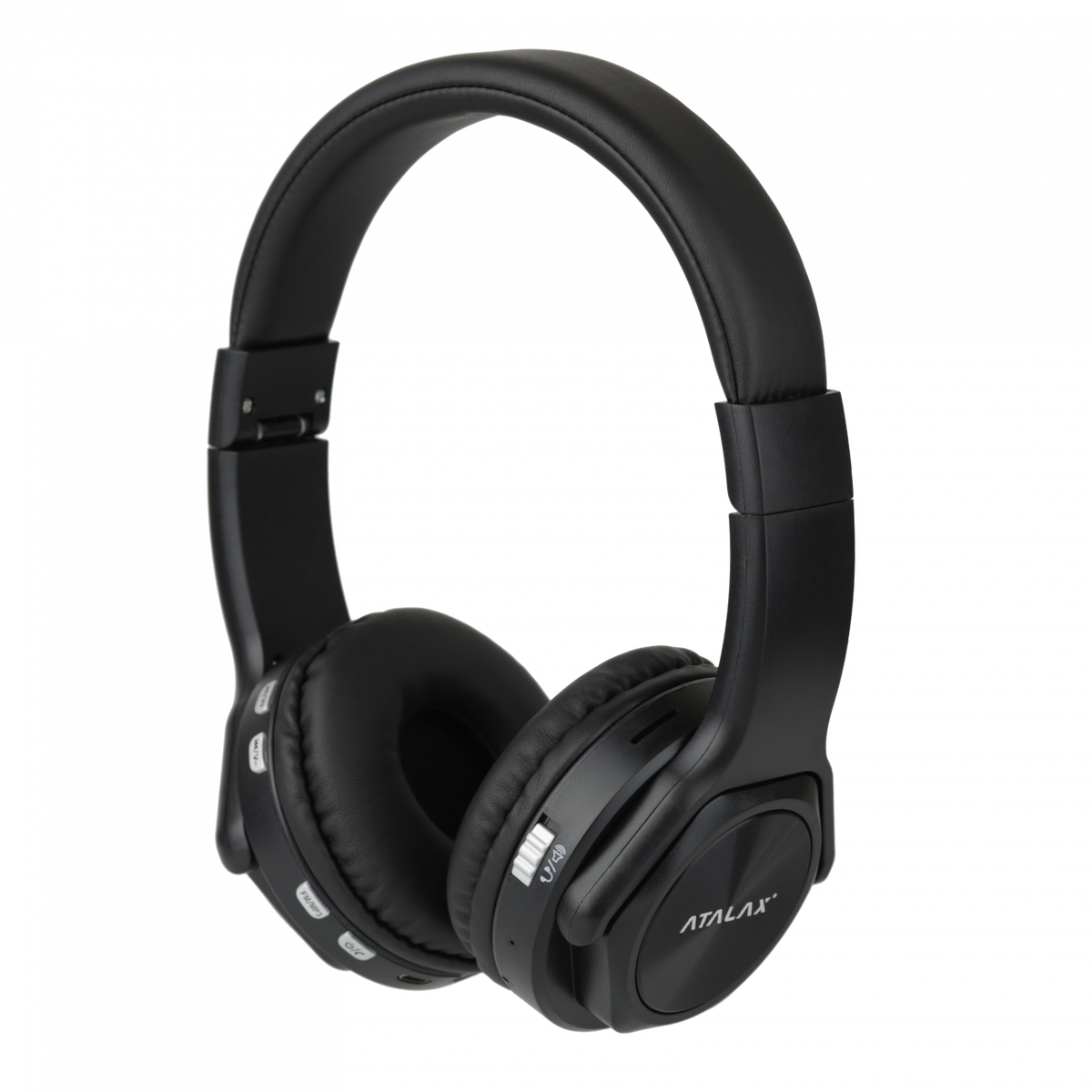 Atalax Rezound headphones angled view showing the on-cup controls
