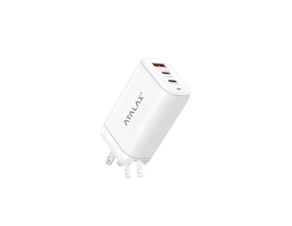 Atalax SurgeMax X13 45W 3-Port Wall Charger – Dual USB-C + USB-A, White