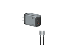 Atalax SurgeMax X14 30W Wall Charger with 4ft USB-C Cable, Black – charger and cable on white background