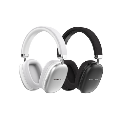Atalax Wireless Stereo Headphones in white and black, over-ear Bluetooth 5.2