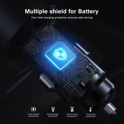 Infographic: four-fold protection against overcharge, overvoltage, overcurrent and overheating