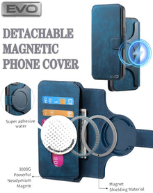 EVO Universal Magnetic Wallet Case - Fits 6.1" Phones - Blue Phone Case - Pro iPhone Repair
